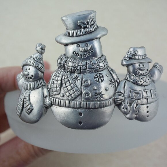 Seagull Pewter Pillar Candle Holder 2000 Christmas Snowmen - Picture 6 of 6